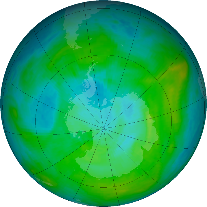 Antarctic ozone map for 26 February 1980